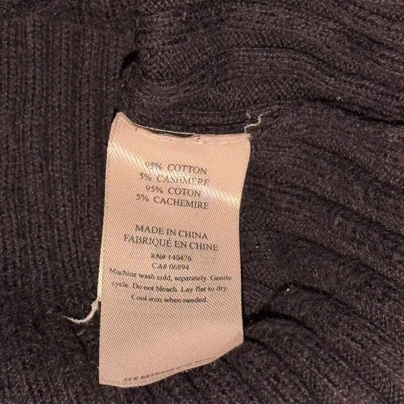 Faherty Womens Ribbed Black Retro Stripe Turtleneck Size Large Cashmere Blend - Picture 6 of 6